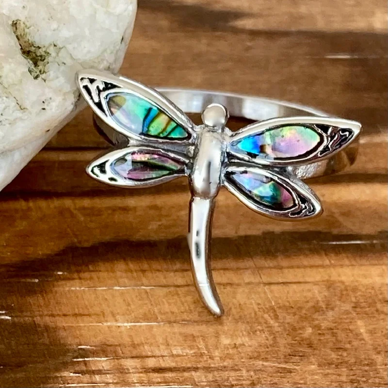 oval blue sapphire ring Sea Shell Dragonfly Ring - R186