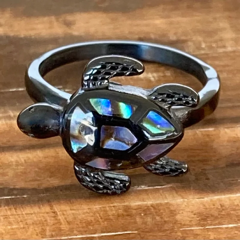 black opal engagement ring Sea Shell Turtle Ring - Black - R171