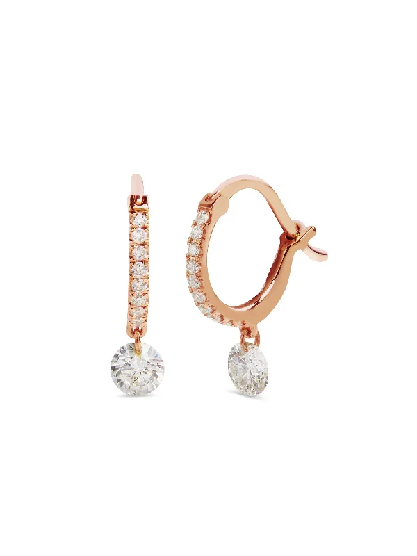 layered gold coin pendant necklace Set Free Diamond Rose Gold Mini Hoop Earrings