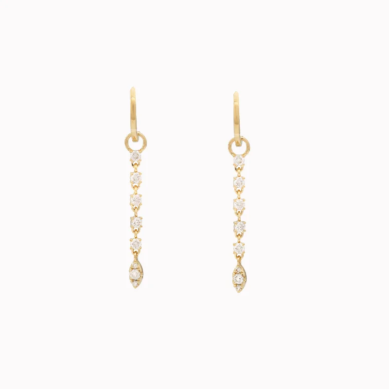 Seven Diamond Drop Dangle Earrings