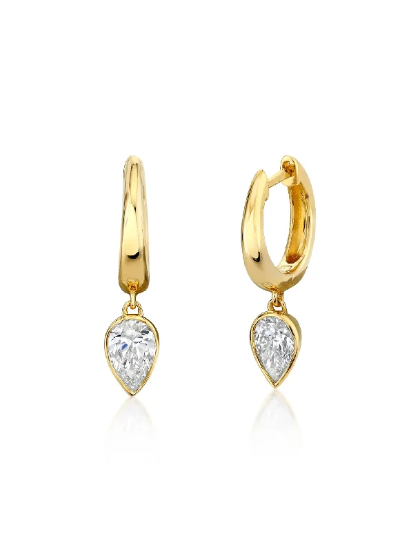 celestial star charm bracelet Diamond Pear Drop, 18K Yellow Gold Huggie