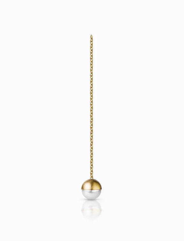 custom gold name necklace Half Pearl Chain 18K Yellow Gold Earring