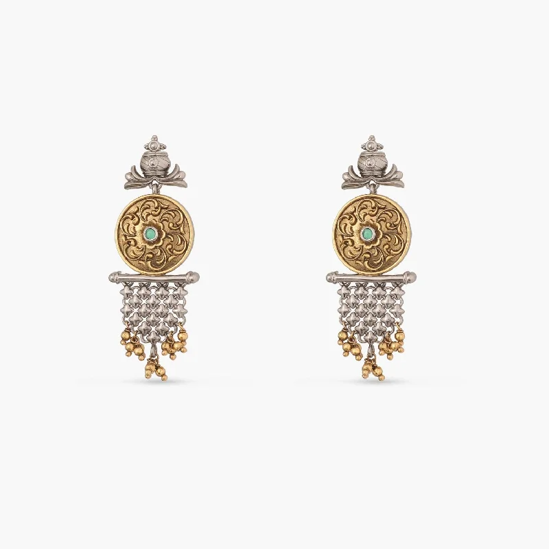 modern baguette diamond ring Shine Statement Oxidized Silver Drop Earrings