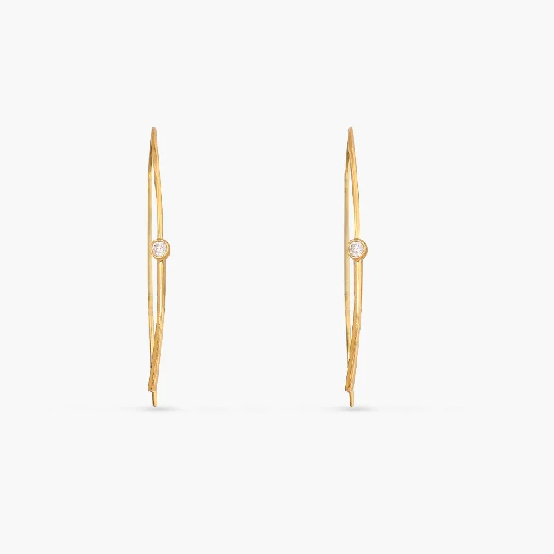 delicate gold band ring Simple CZ Silver Hoop Earrings