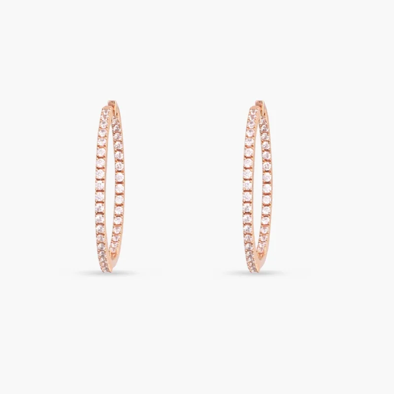 personalized initial ring stackable Sleek Spark CZ Silver Hoop Earrings