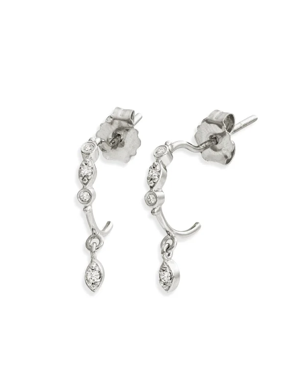 dainty beaded stretch bracelet Small Diamond Eye White Gold Hoop Earrings