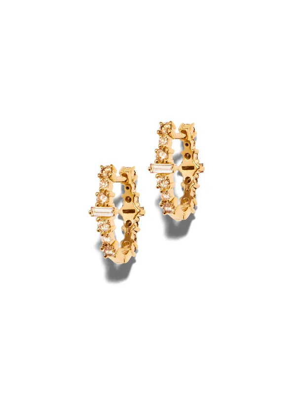 vintage pearl cluster earrings Small Diamond Rivulet Spread Oval Hoop Yellow Gold Earrings