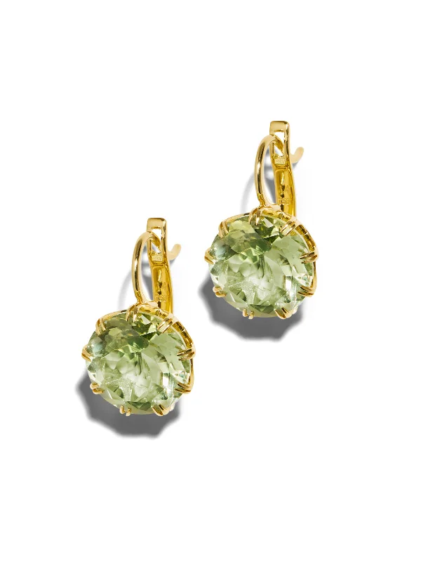 celestial moon and star bracelet Small Green Amethyst Crown Yellow Gold Earrings