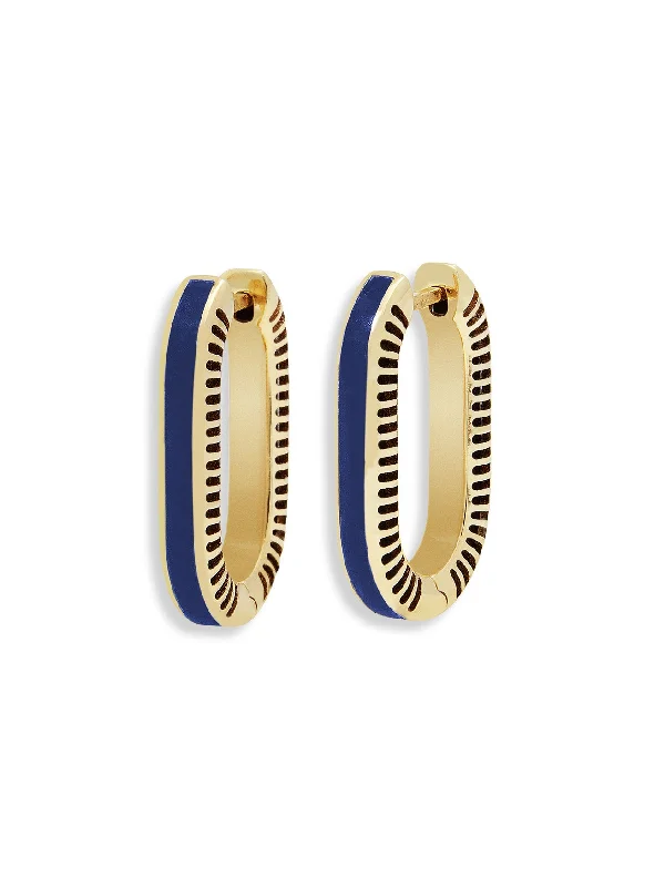 simple crescent moon ring Small Lapis Lock Ray Yellow Gold Hoop Earrings
