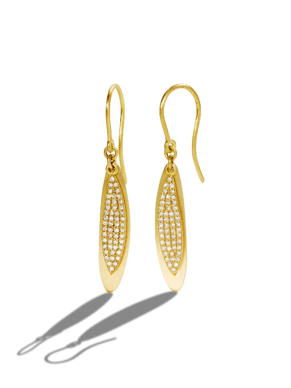 sterling silver arrow ring Small Pavé Falling Leaves Duo Yellow Gold Earrings