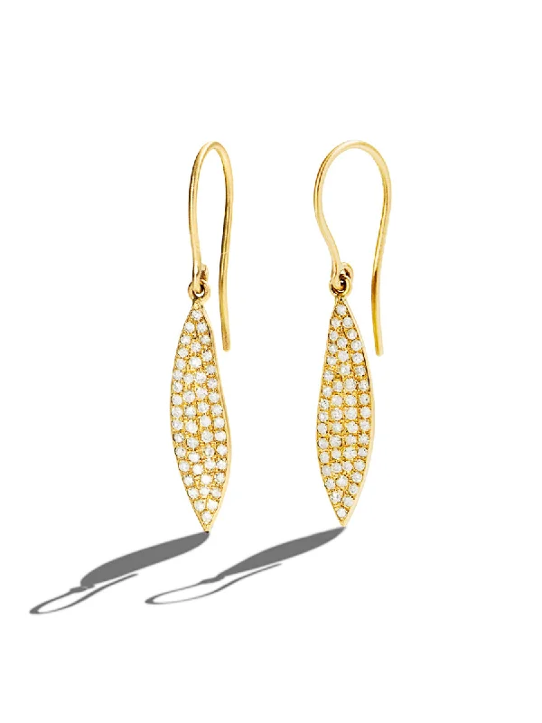 classic diamond hoop earrings Small Pavé Falling Leaves Yellow Gold Earrings