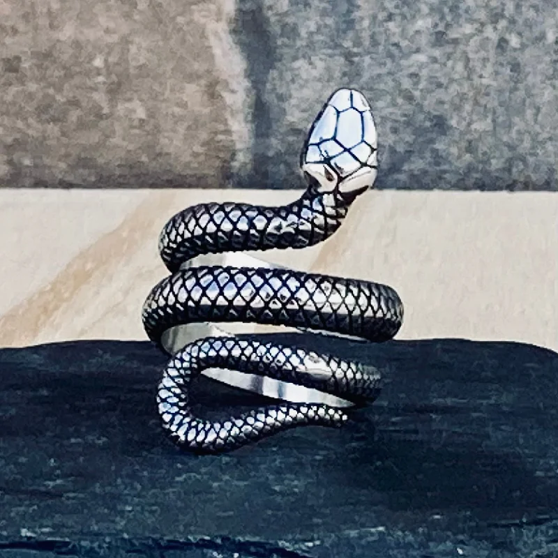 art deco diamond bracelet Snake Ring - Silver - R132