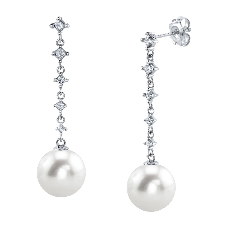 luxury diamond eternity ring South Sea Pearl & Diamond Brielle Earrings