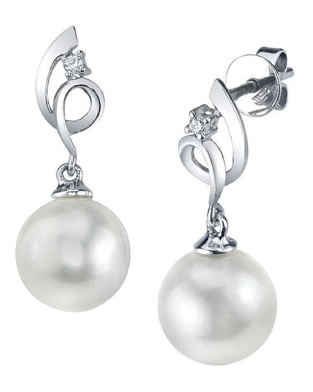 personalized pet photo necklace White South Sea Pearl & Diamond Pirouette Earrings