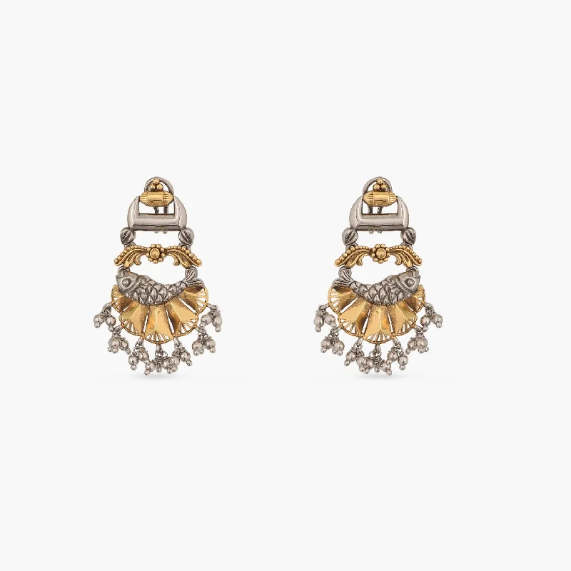 unique diamond eternity band Sparkle Statement Oxidized Silver Drop Earrings