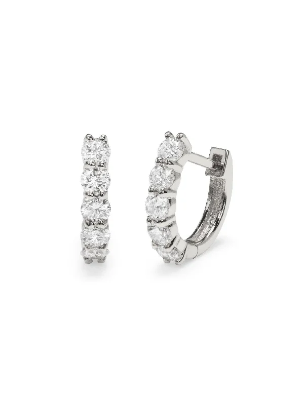 handmade gold nugget ring Sparkler Huggie Hoop White Gold Earrings