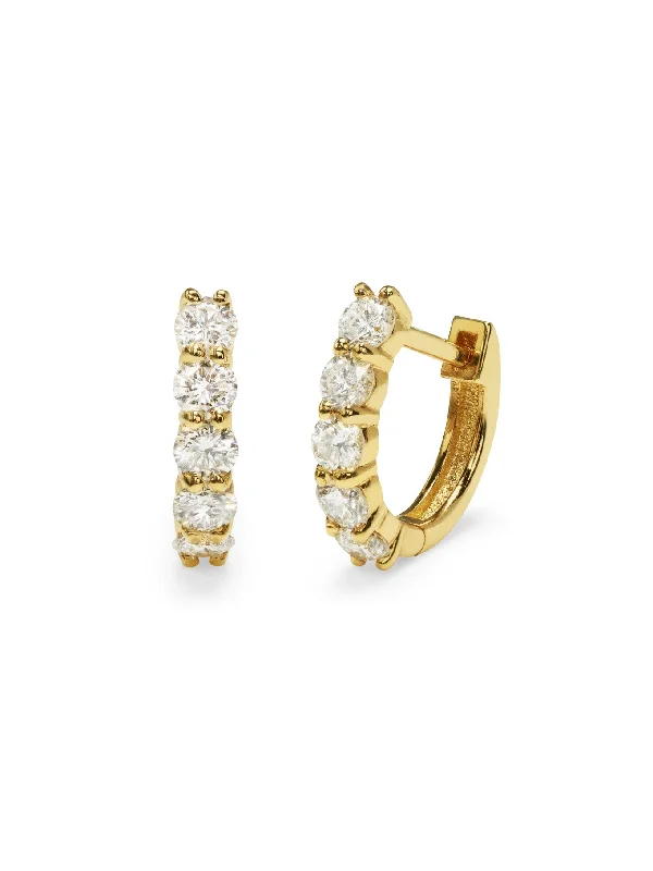 sterling silver charm anklet Sparkler Huggie Hoop Yellow Gold Earrings