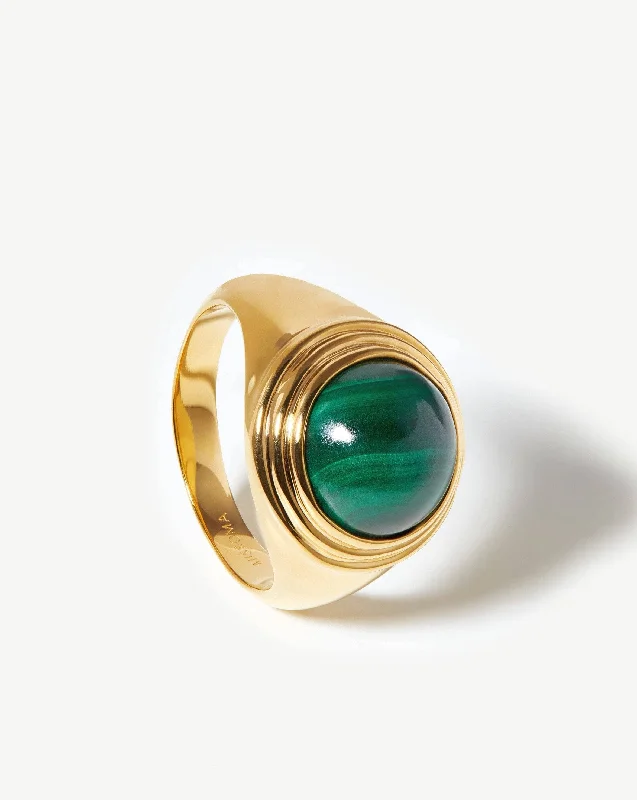 Sphere Ridge Ring | 18ct Gold Plated/Malachite