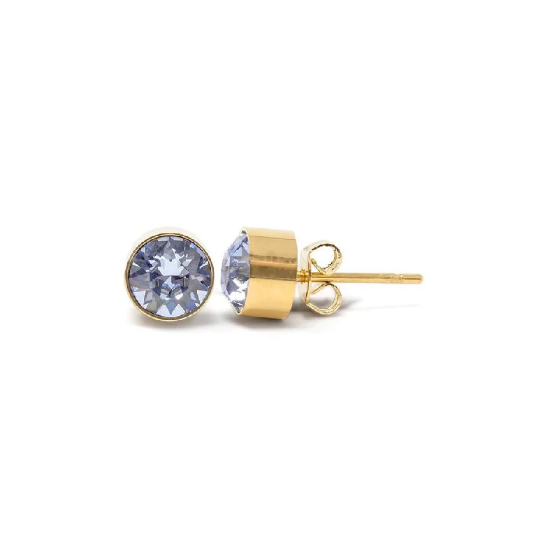 Stainless Steel Stud Earring December Birthstone Gold Plated