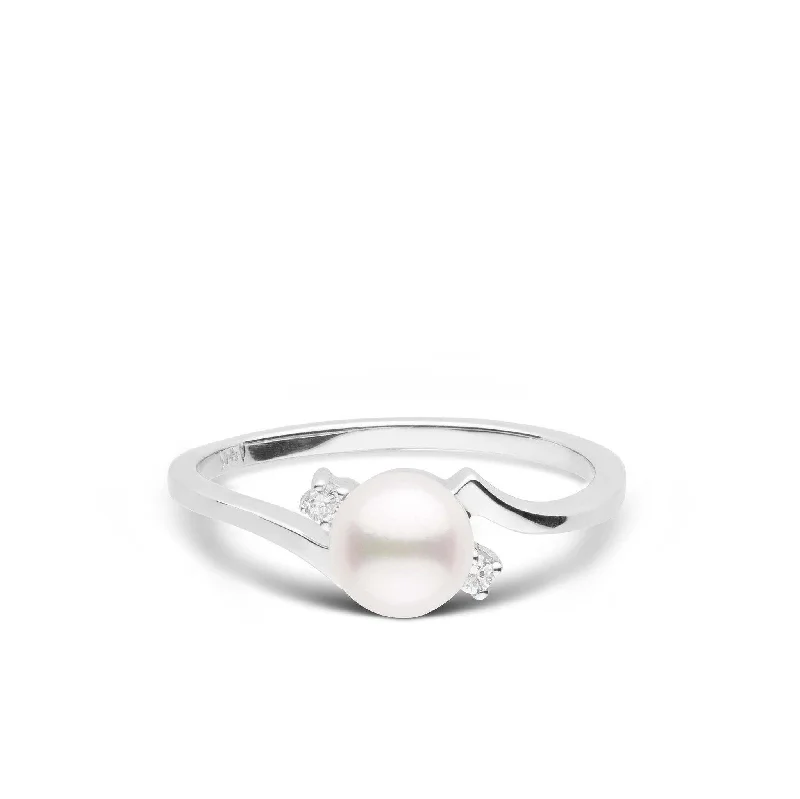 minimalist cuff bracelet adjustable Starlight Collection Akoya Pearl and Diamond Ring
