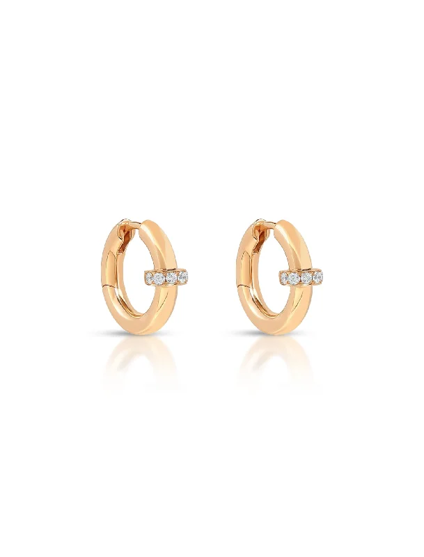 handcrafted gemstone pendant Idris Minor, 18K Rose Gold + White Diamond Hoop Earrings