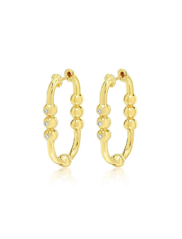 custom star sign necklace Markeli, 18K Yellow Gold + Diamond Hoop Earrings