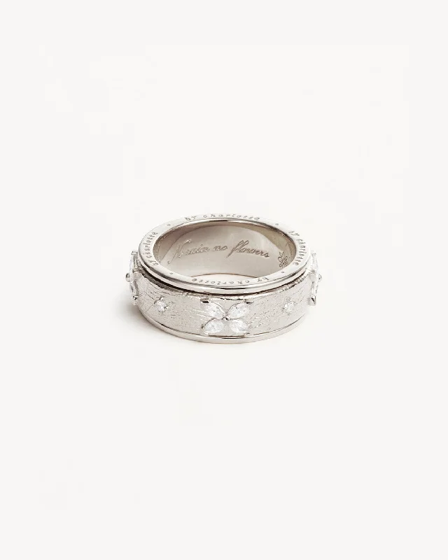 Sterling Silver No Rain, No Flowers Spinning Meditation Ring