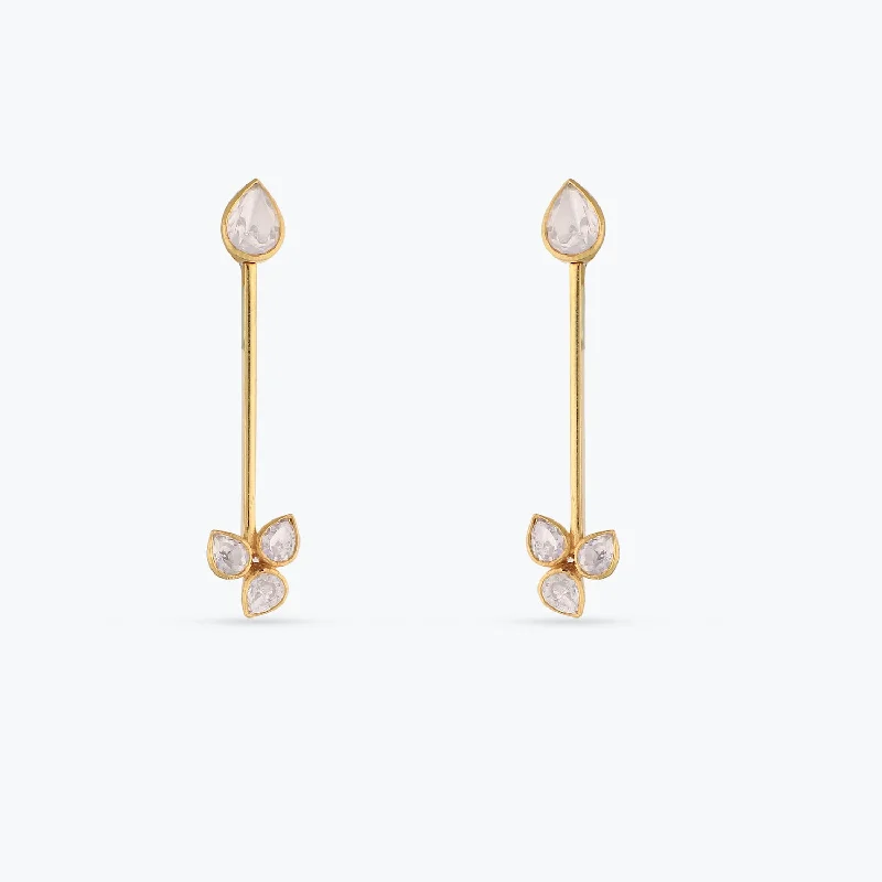 celestial moon and stars ring Svara Moissanite Silver Earrings
