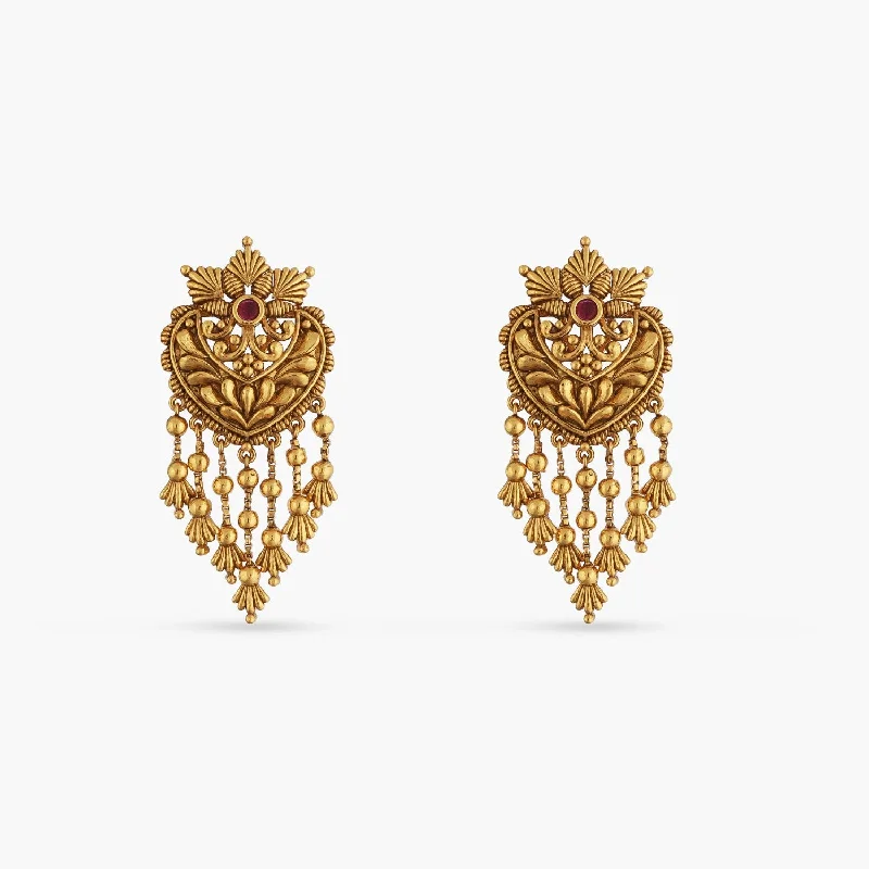 gold opal ring Swara Floral Frill Silver Drop Earrings