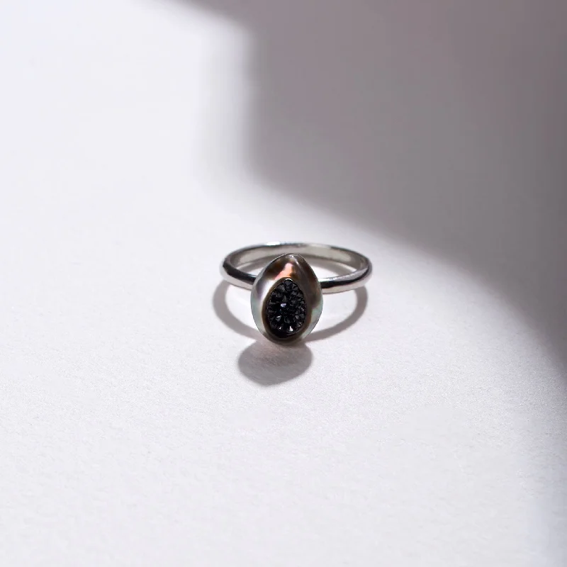 elegant aquamarine drop earrings Tahitian Keshi Finestrino Pearl Ring with Black Diamond elegant aquamarine drop earrings Tahitian Keshi Finestrino Pearl Ring with Black Diamond