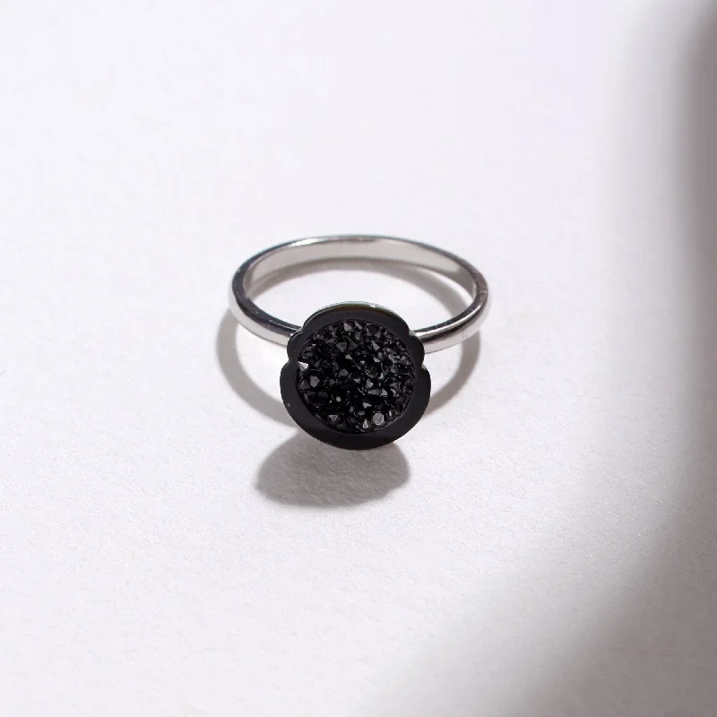 classic diamond hoop earrings Tahitian Pearl Geode Ring with Black Diamonds
