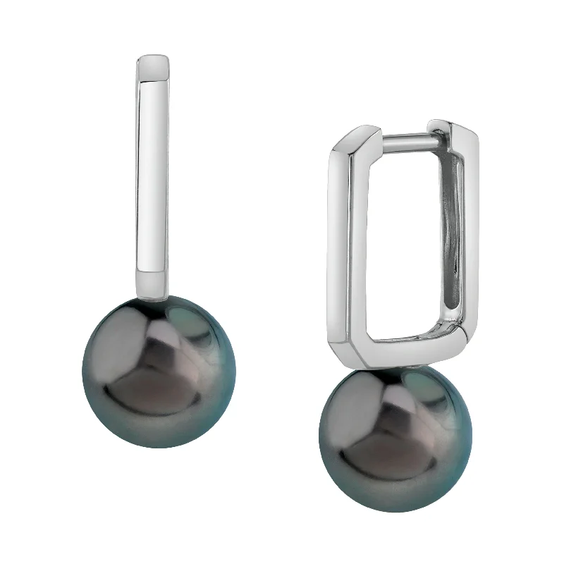 minimal gold ring stack Tahitian South Sea Pearl Huggie Susie Earrings