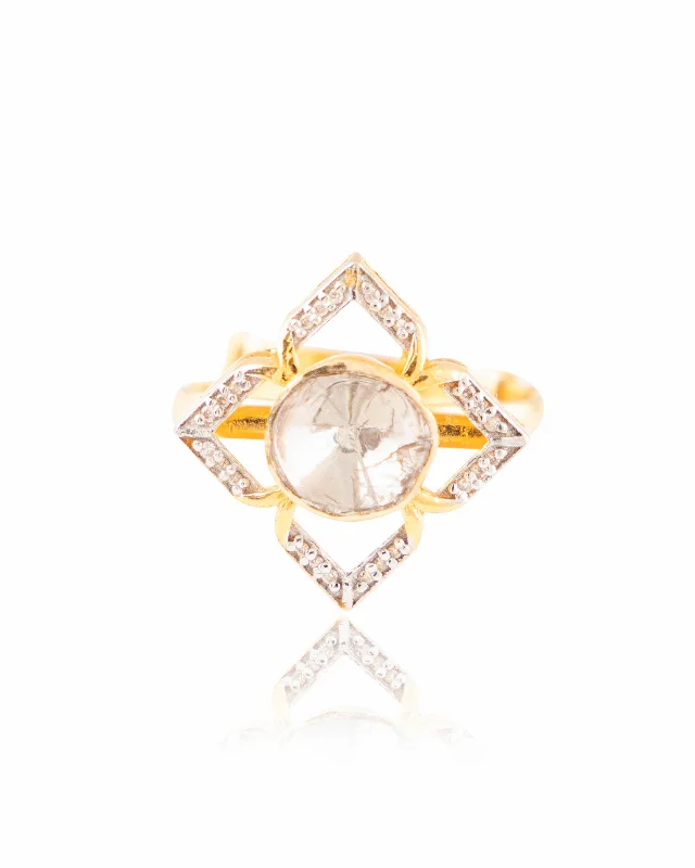 14k gold nose ring hoop Taiba Polki And Diamond Ring