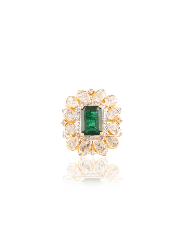 raw amethyst ring silver Tejal Polki And Diamond Ring