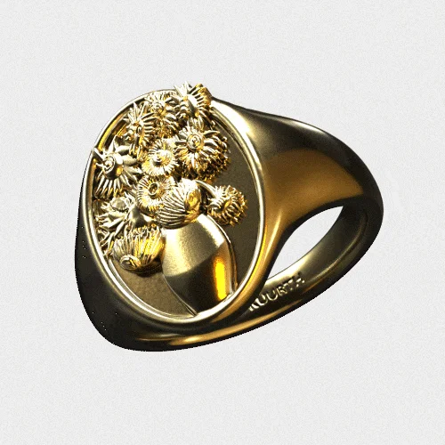 The Arles Sunflowers - Gold Seal Ring V2