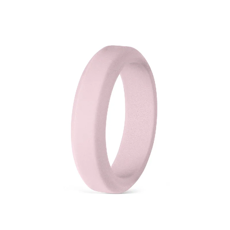 silver wedding band with engraving The Aspen - Pink Sand