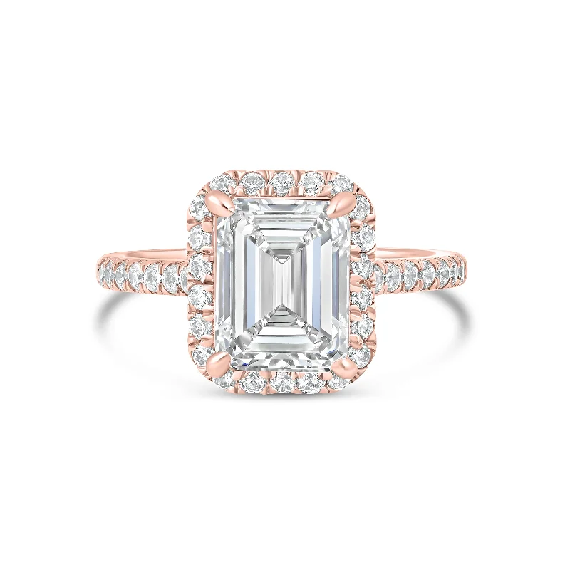 opal gemstone halo ring The Blair - Rose Gold
