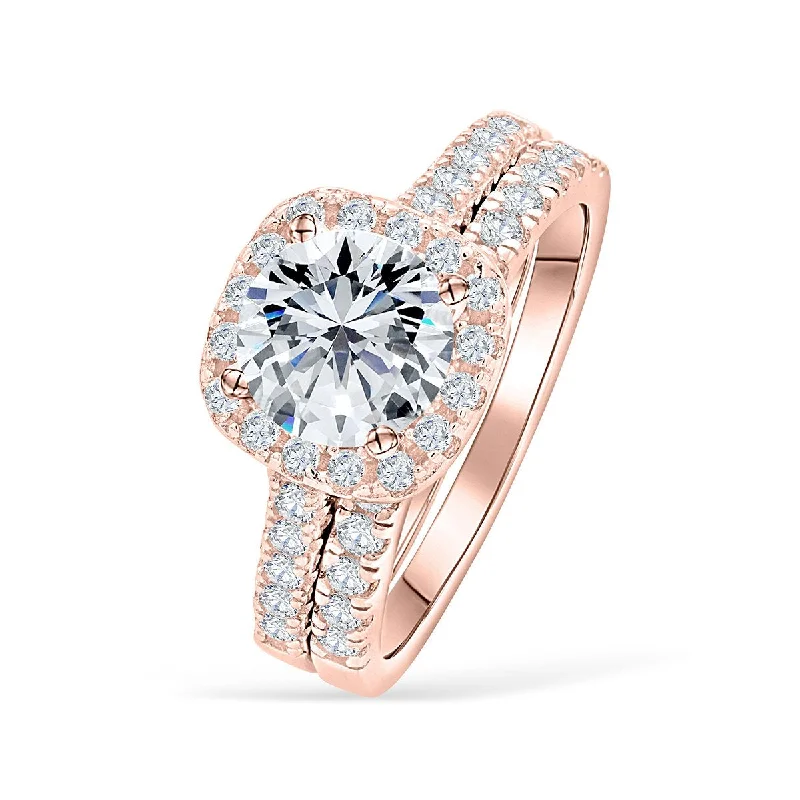 classic cubic zirconia pendant The Evermore - Rose Gold