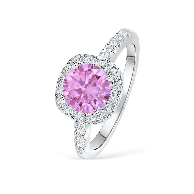 hammered copper wedding band The Halo - Pink Sapphire