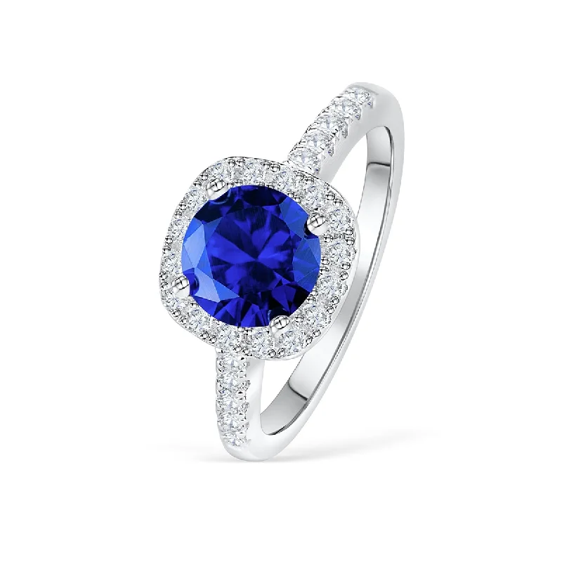 minimalist cubic zirconia earrings The Halo - Tanzanite