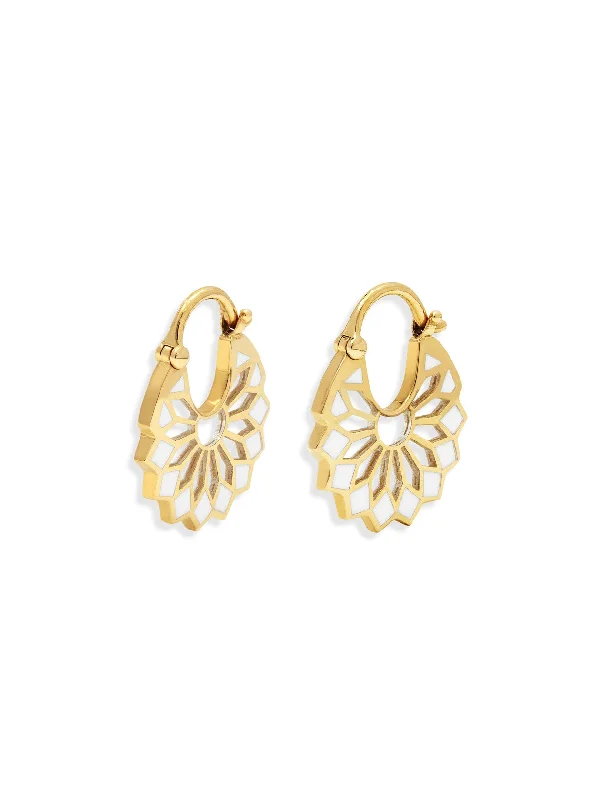 birthstone charm bracelet for mom The Mini Lady Sursock White Enamel Yellow Gold Hoop Earrings birthstone charm bracelet for mom The Mini Lady Sursock White Enamel Yellow Gold Hoop Earrings