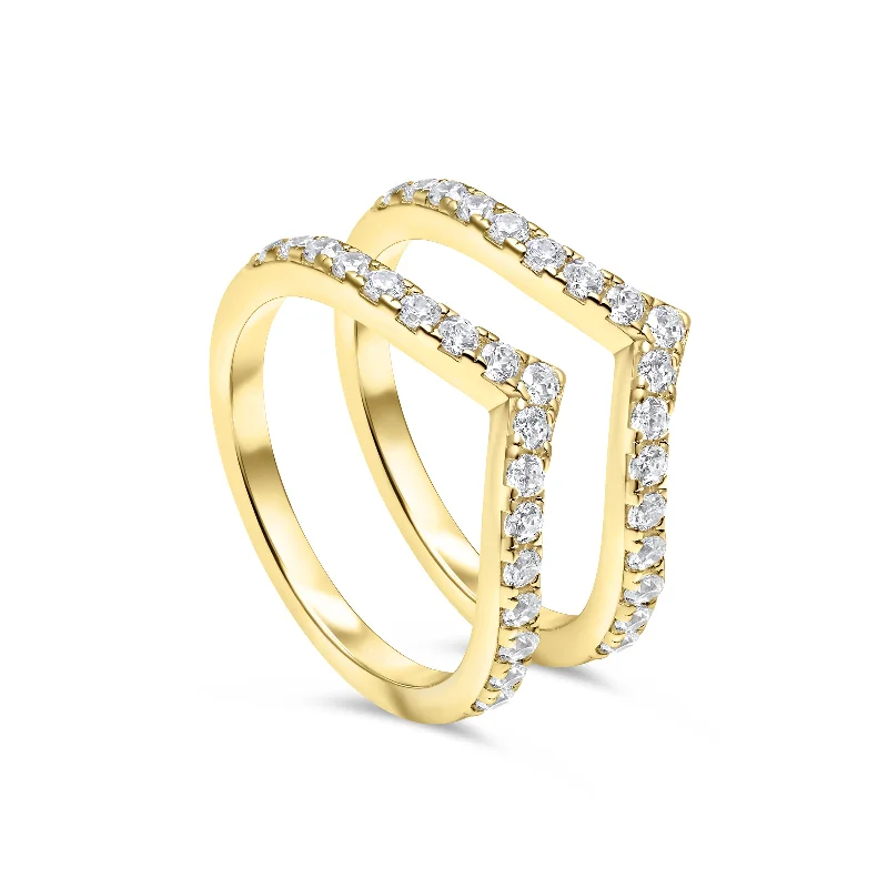 personalized couples ring engraved The Zoey Stacking Set - Gold