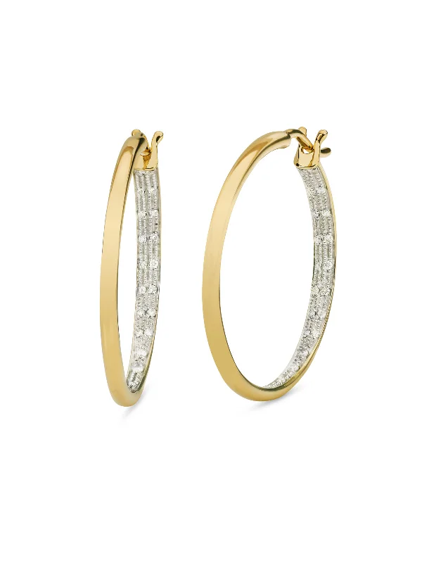 real garnet stacking rings Thin Diamond Yellow Gold Hoop Earrings