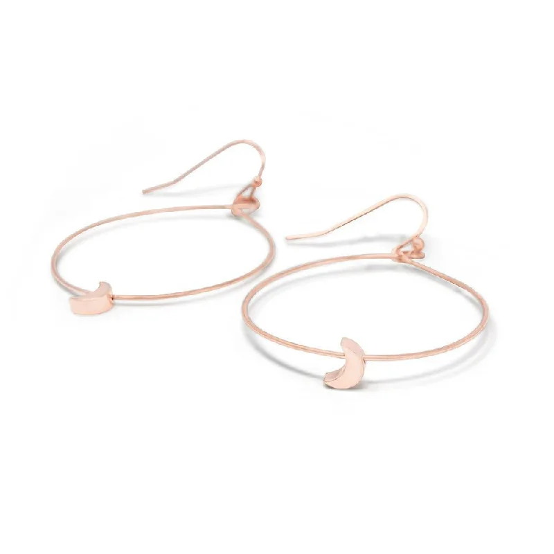 Thin Brass Hoop Crescent Rose Gold Plated