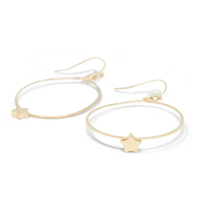 Thin Brass Hoop Star Gold Plated