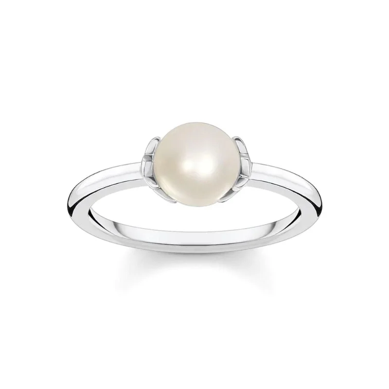 Thomas Sabo Sterling Silver & Fresh Pearl Ring TR2298 - Size 56