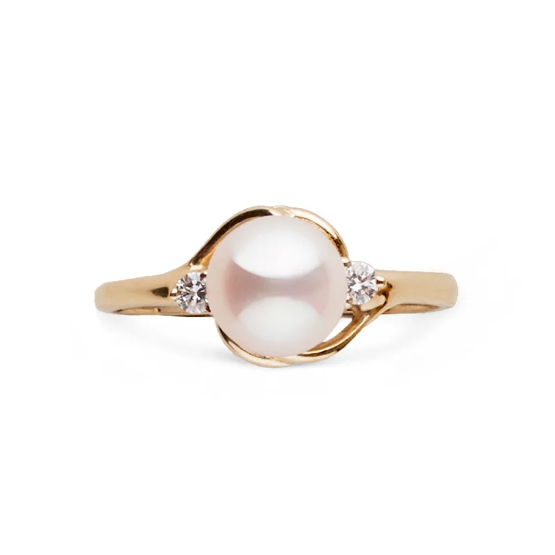 simple gold bar stud earrings Tiara Collection White Freshadama Pearl and Diamond Ring