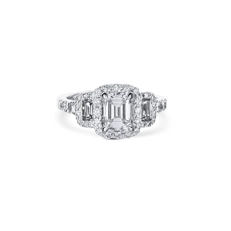 snake chain bracelet gold Triple Stone Emerald Cut Engagement Ring