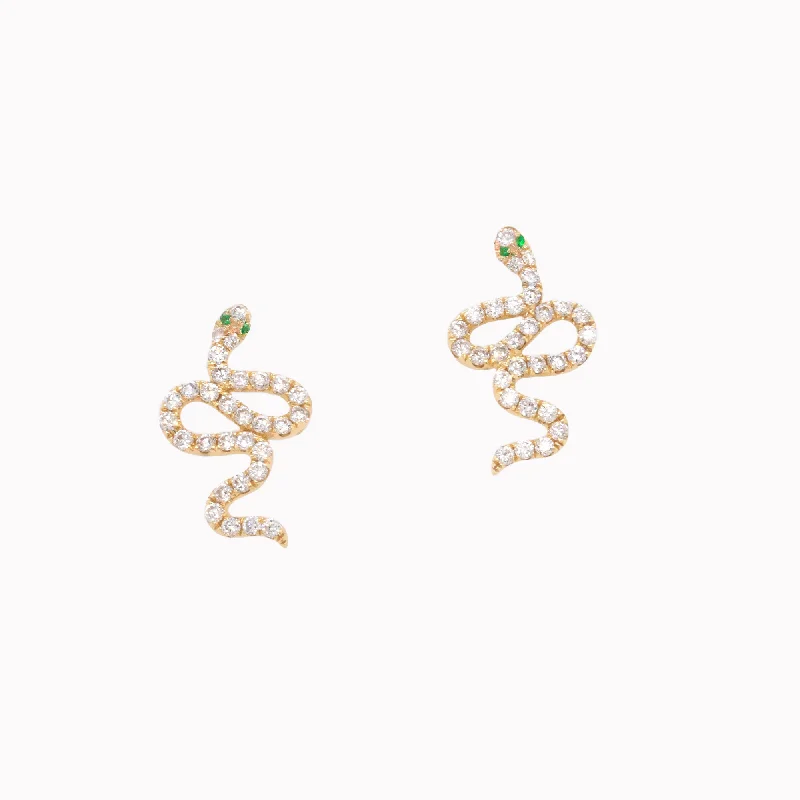 Tsavorite Diamond Snake Studs