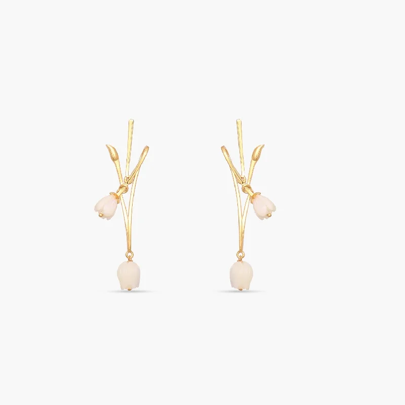 bold chunky cocktail ring Tulip Blossoms Silver Drop Earrings